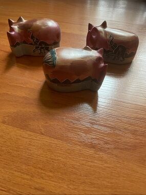 Handcrafted  Ceramic  Rhino trinket containers  set of 3 - Home Accents Set